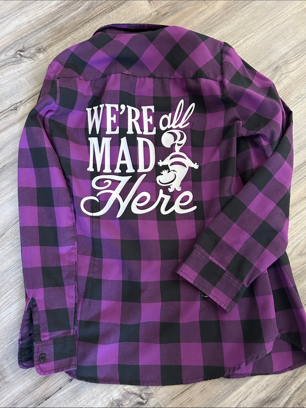 Disney Purple and Black Plaid Flannel Shirt